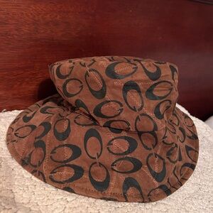 Vintage  Guess Signature Brown and Black Monogram Leather Bucket Hat